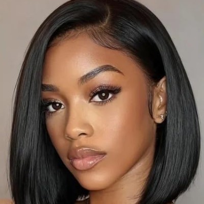 Wig. Glueless Straight Bob Style Brazilian Human Hair. HD Lace Front